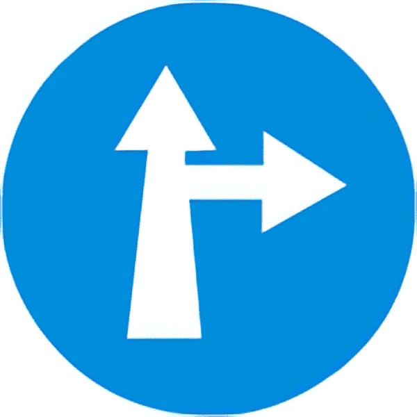 Ahead-or-turn-right-traffic-sign-colored