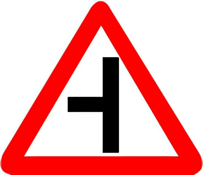 Side-road-left-traffic-sign-colored