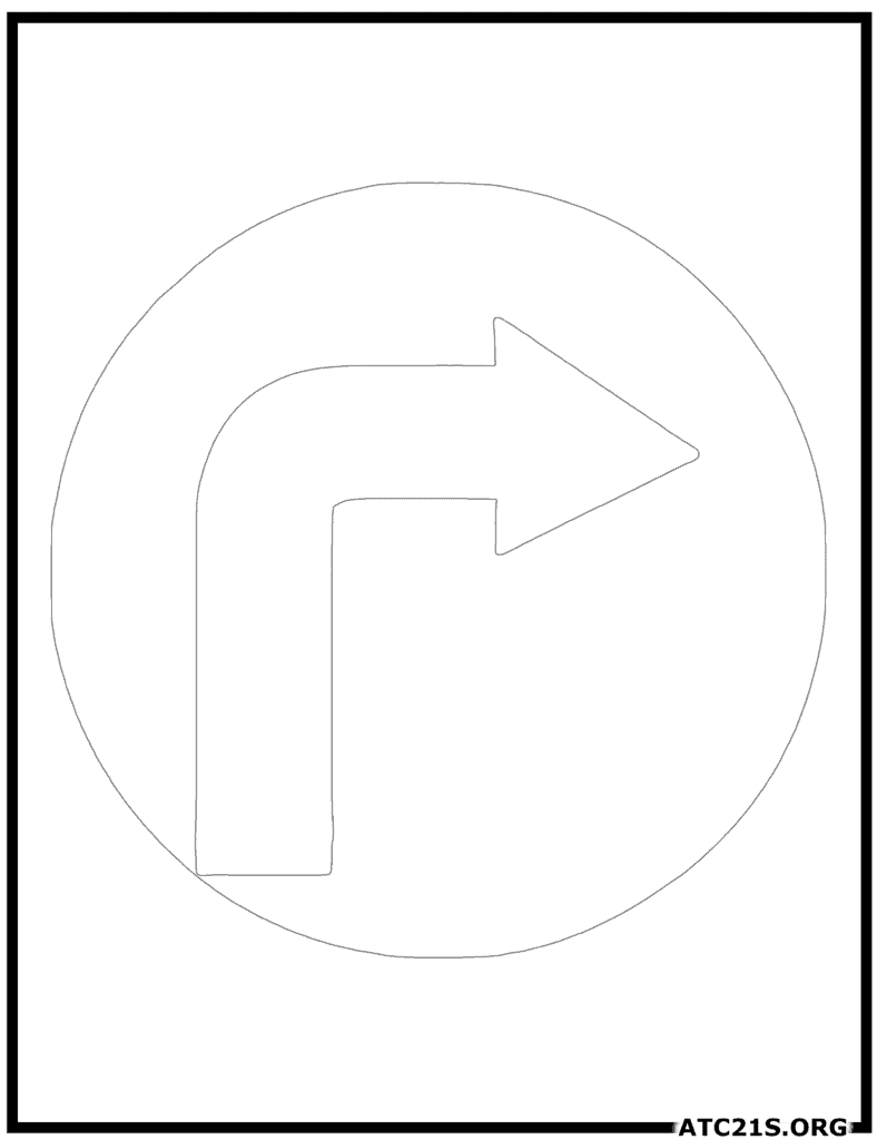 Turn Right Traffic Sign Coloring Page | ATC21S