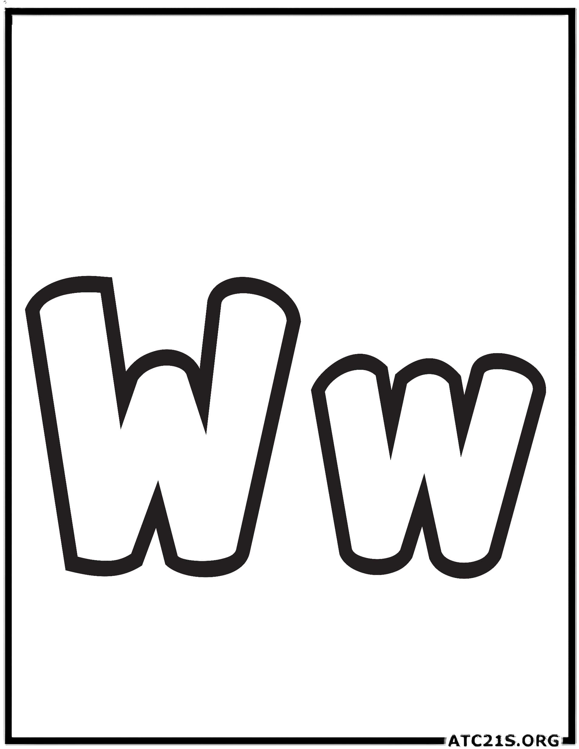 letter_w_bubbly_coloring_page