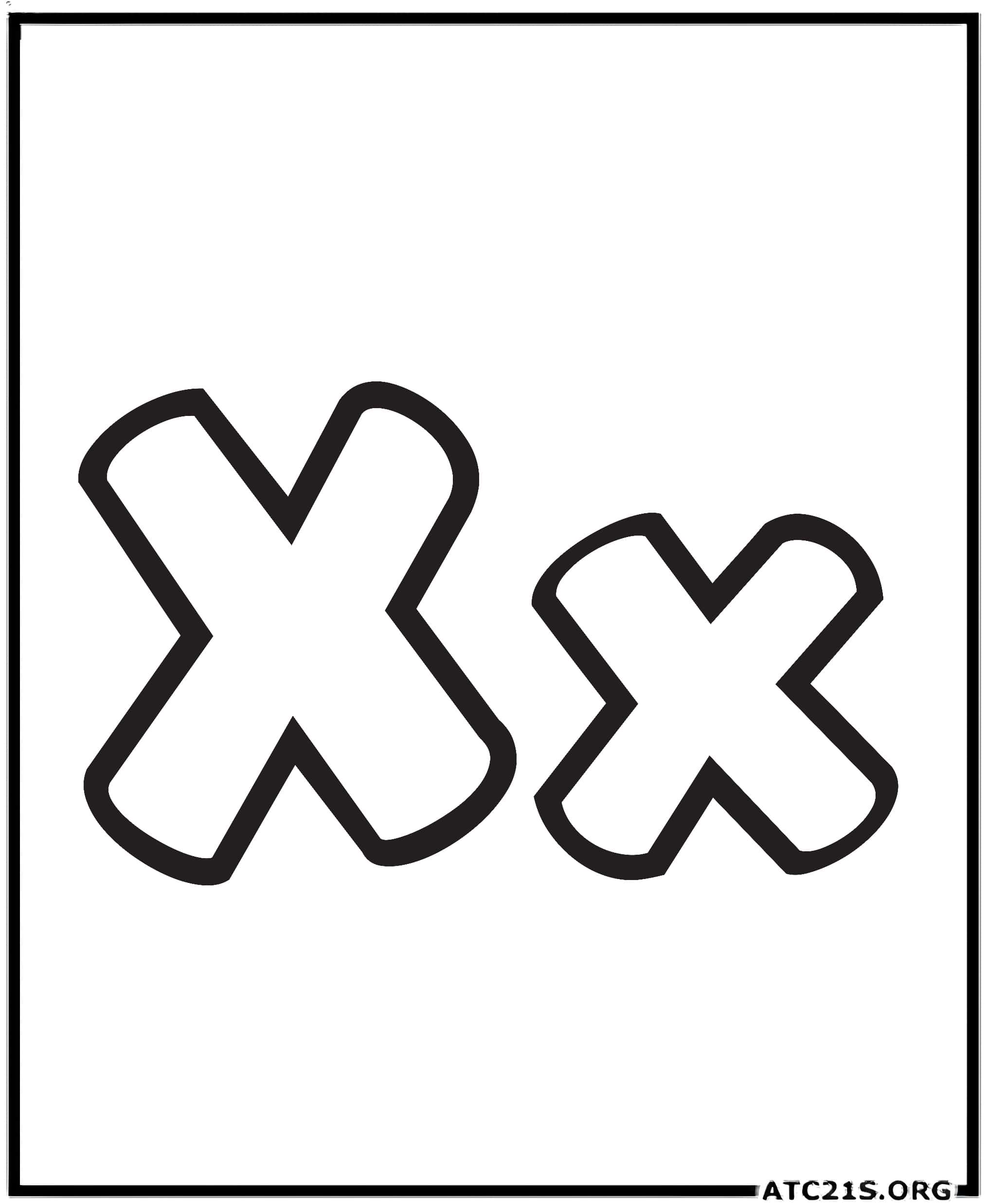 letter_x_bubbly_coloring_page