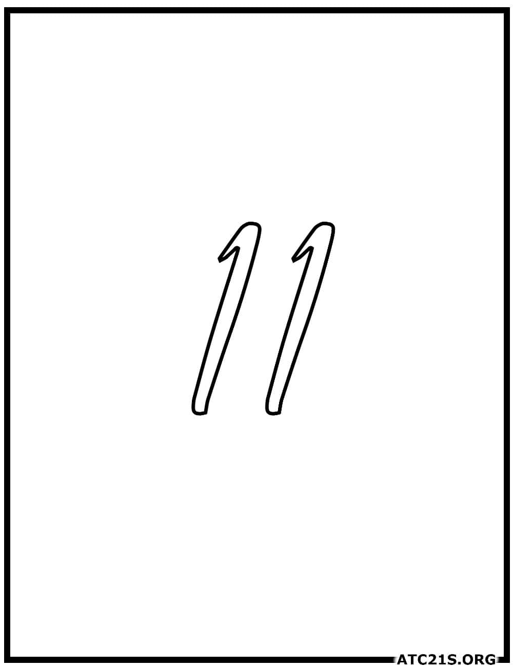 number_11_calligraphy_coloring_page
