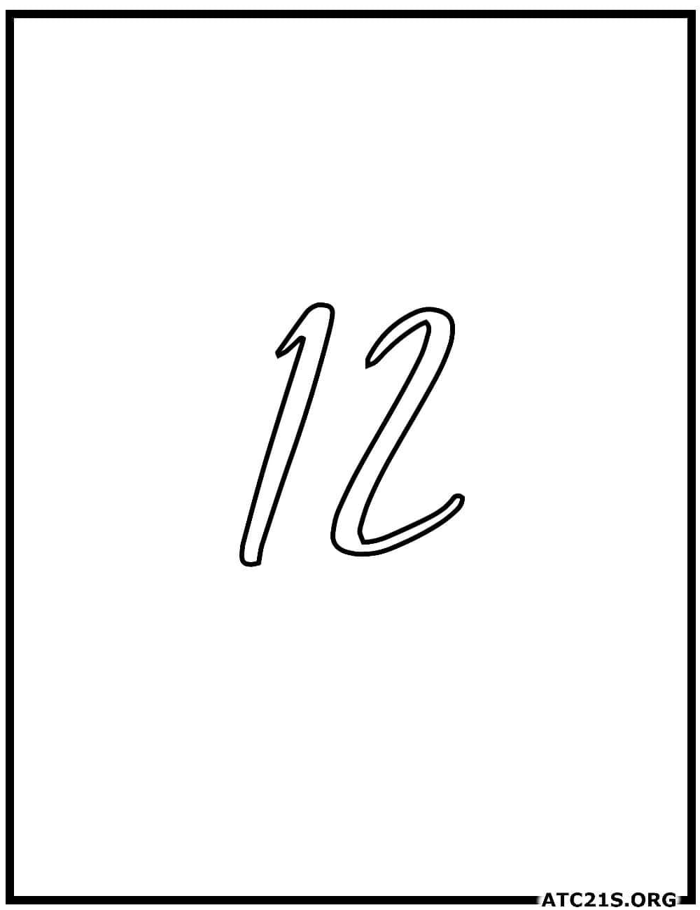number_12_calligraphy_coloring_page
