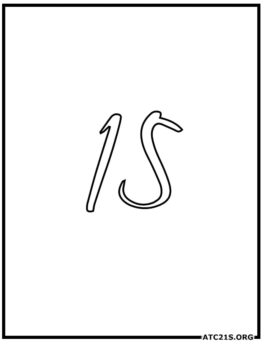 number_15_calligraphy_coloring_page