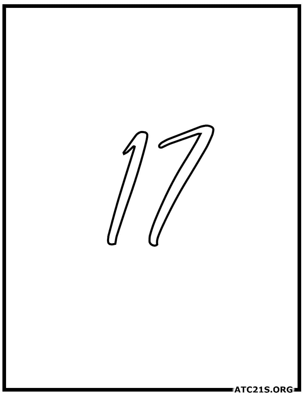 number_17_calligraphy_coloring_page