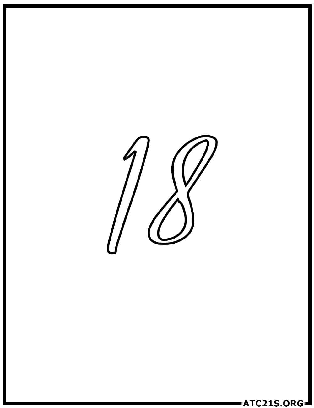 number_18_calligraphy_coloring_page