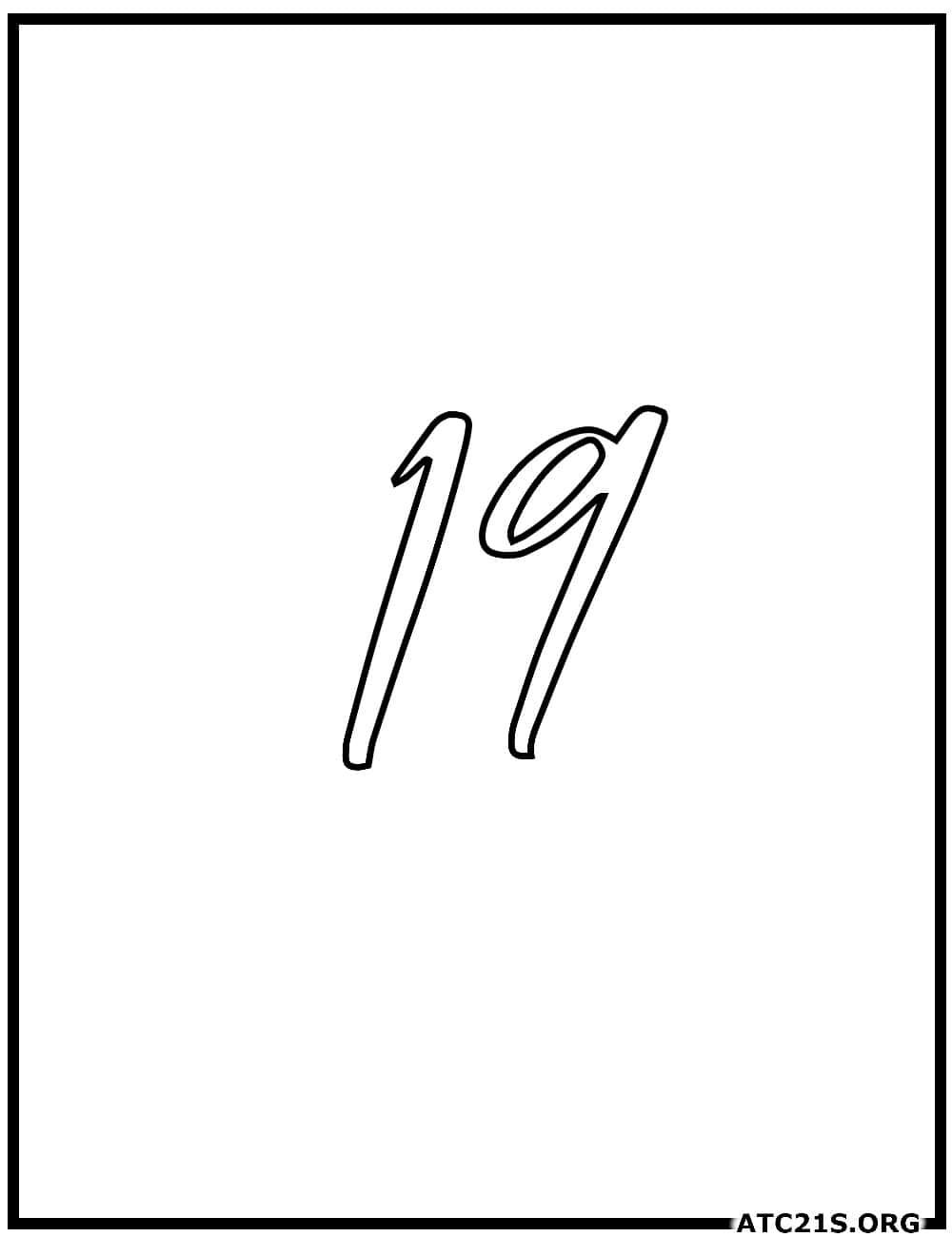 number_19_calligraphy_coloring_page