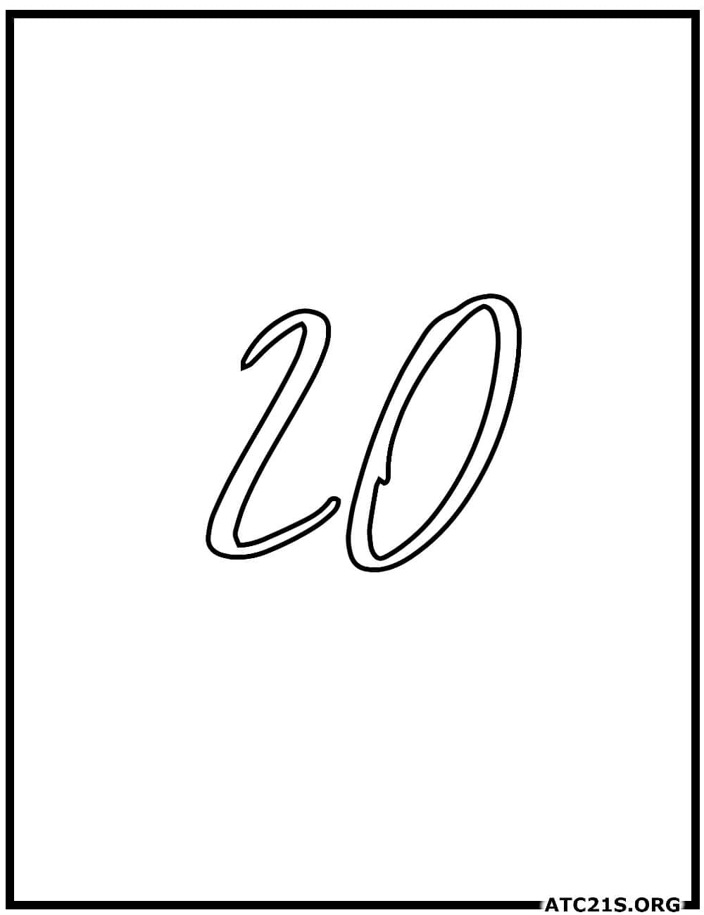 number_20_calligraphy_coloring_page