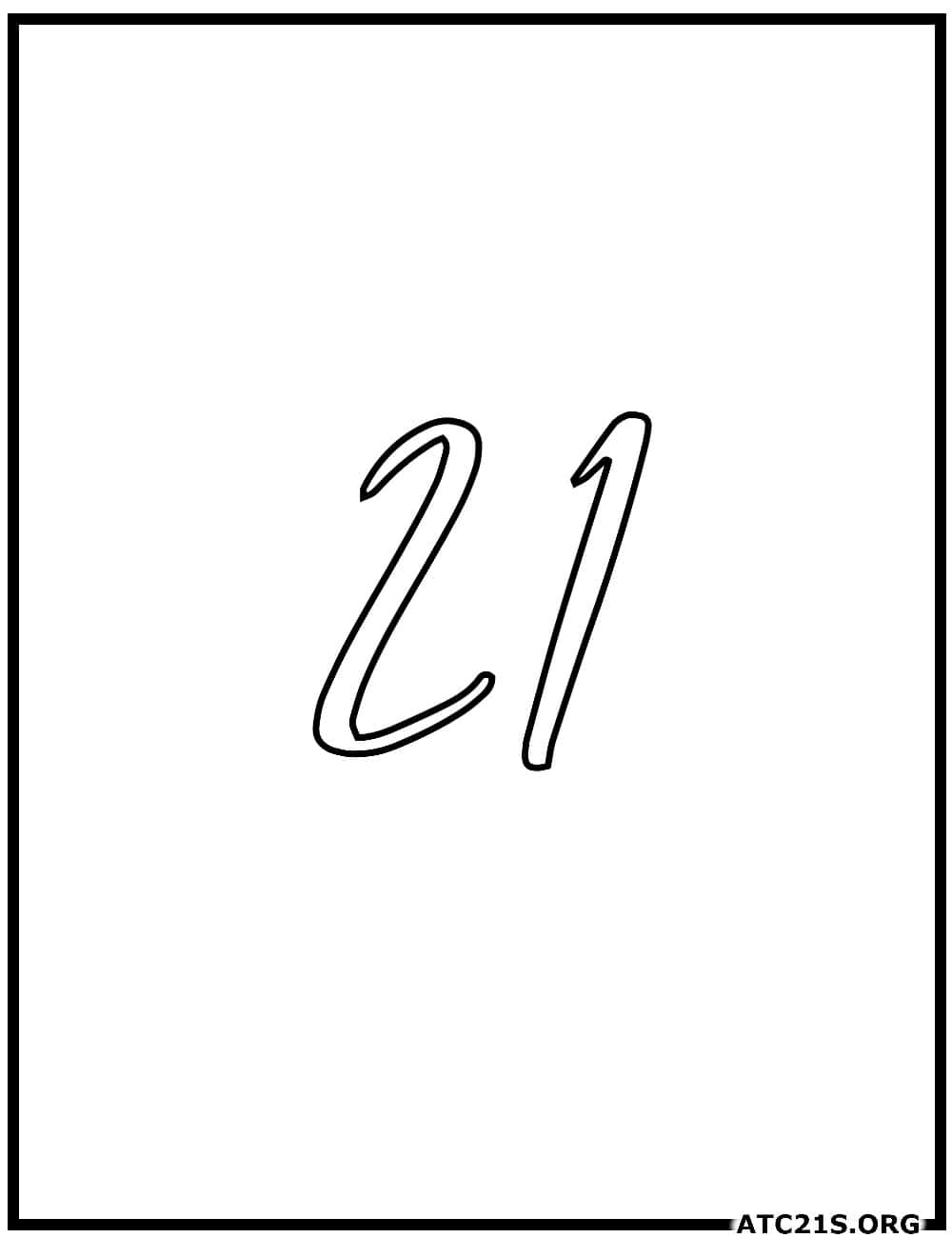 number_21_calligraphy_coloring_page