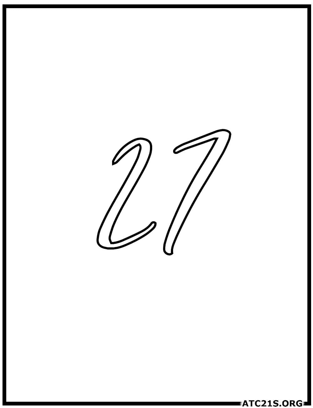number_27_calligraphy_coloring_page