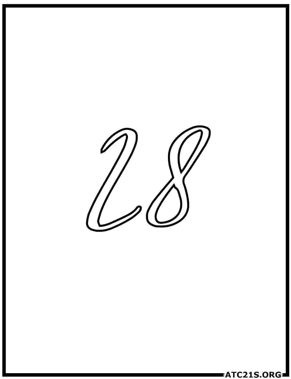 number_28_calligraphy_coloring_page