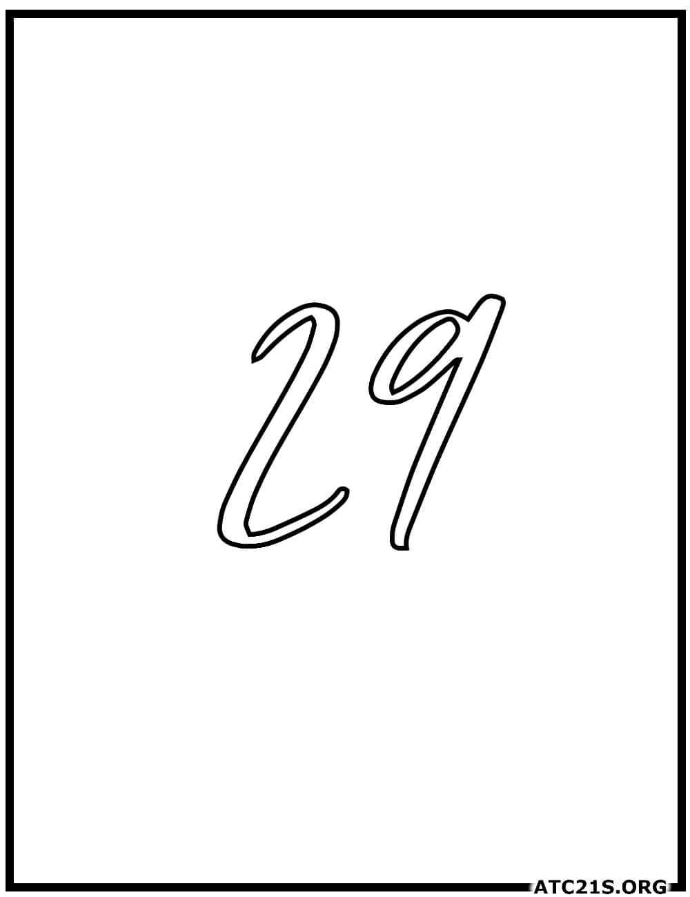 number_29_calligraphy_coloring_page