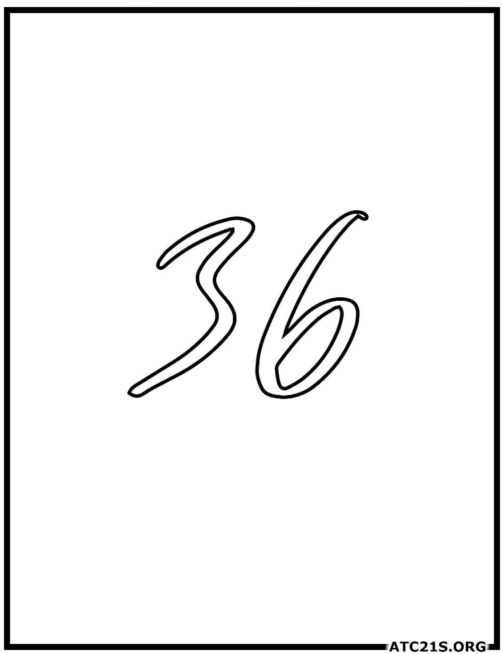 number_36_calligraphy_coloring_page