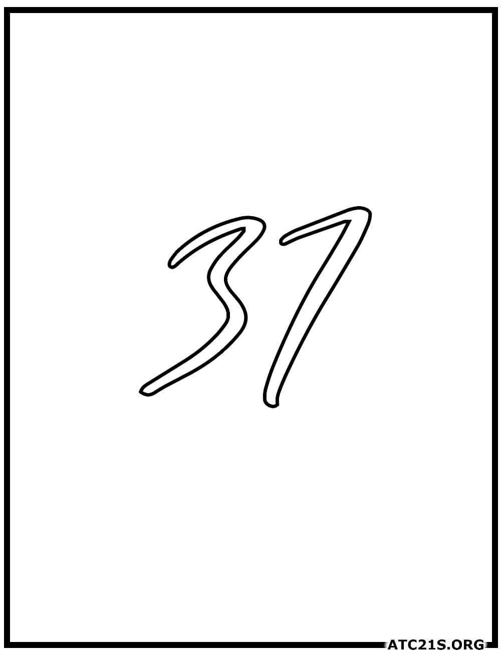 number_37_calligraphy_coloring_page