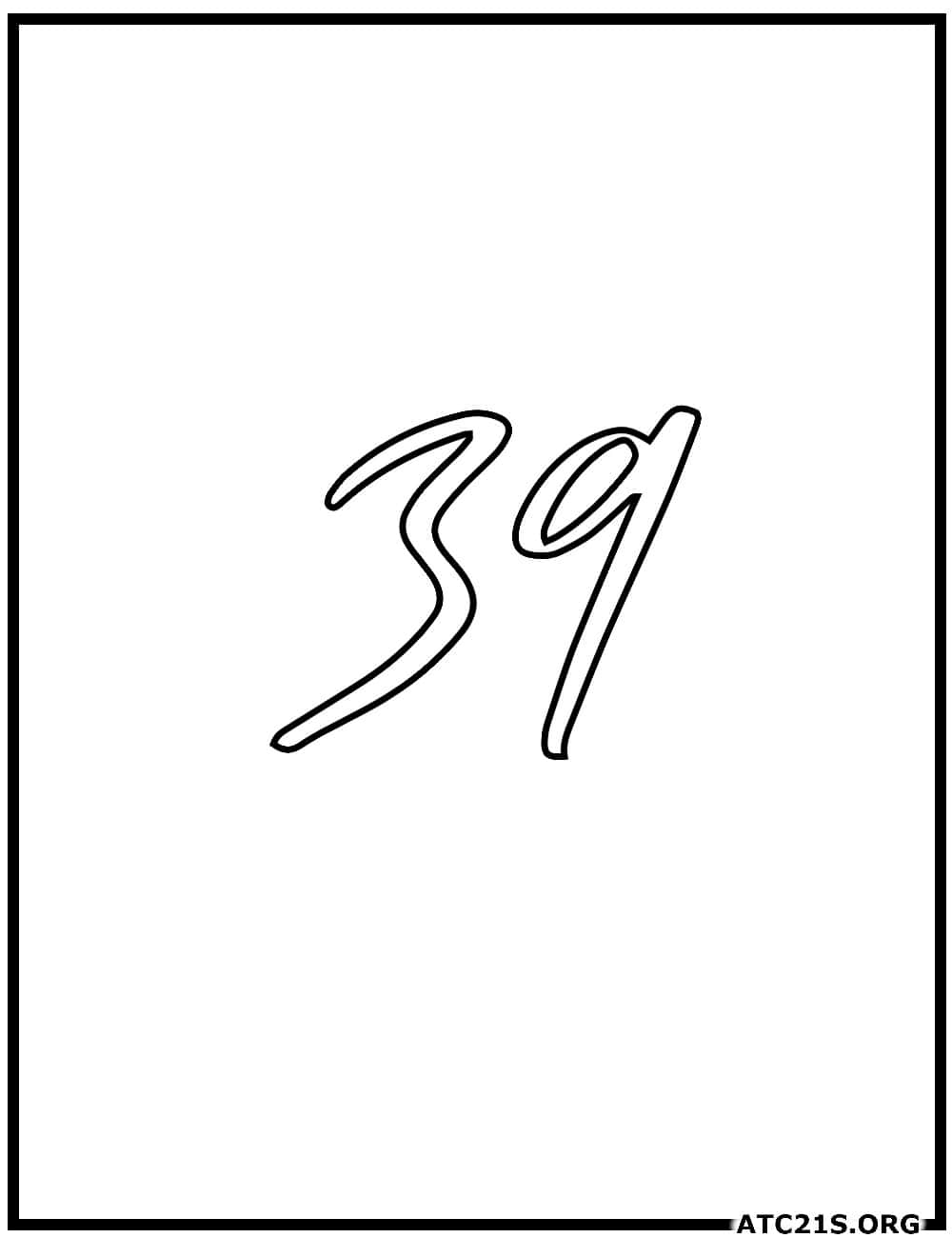 number_39_calligraphy_coloring_page
