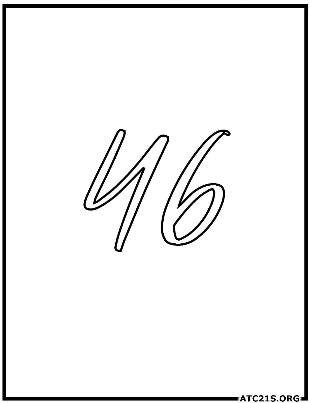 number_46_calligraphy_coloring_page