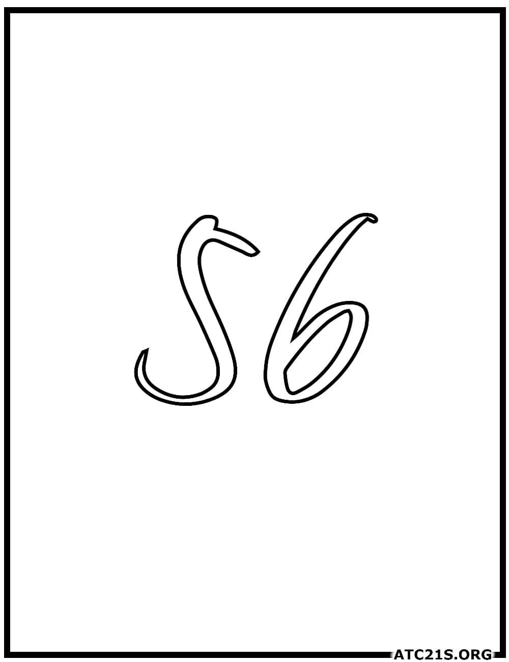 number_56_calligraphy_coloring_page