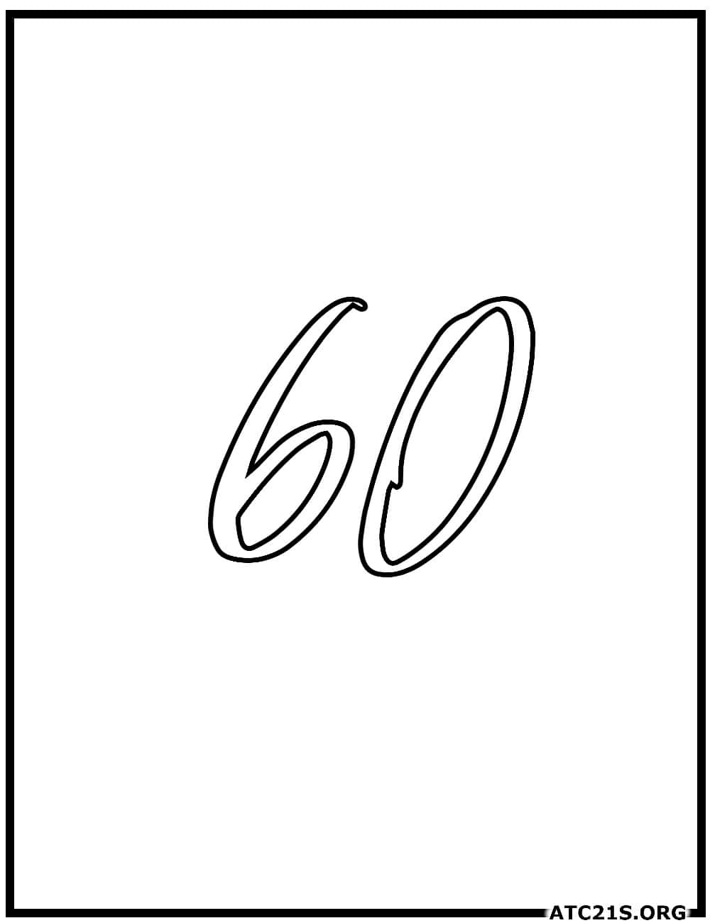 number_60_calligraphy_coloring_page