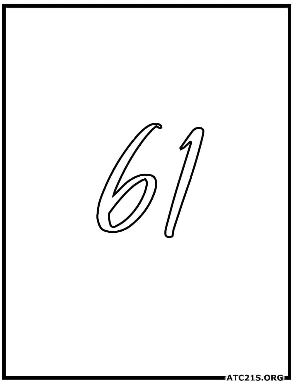 number_61_calligraphy_coloring_page