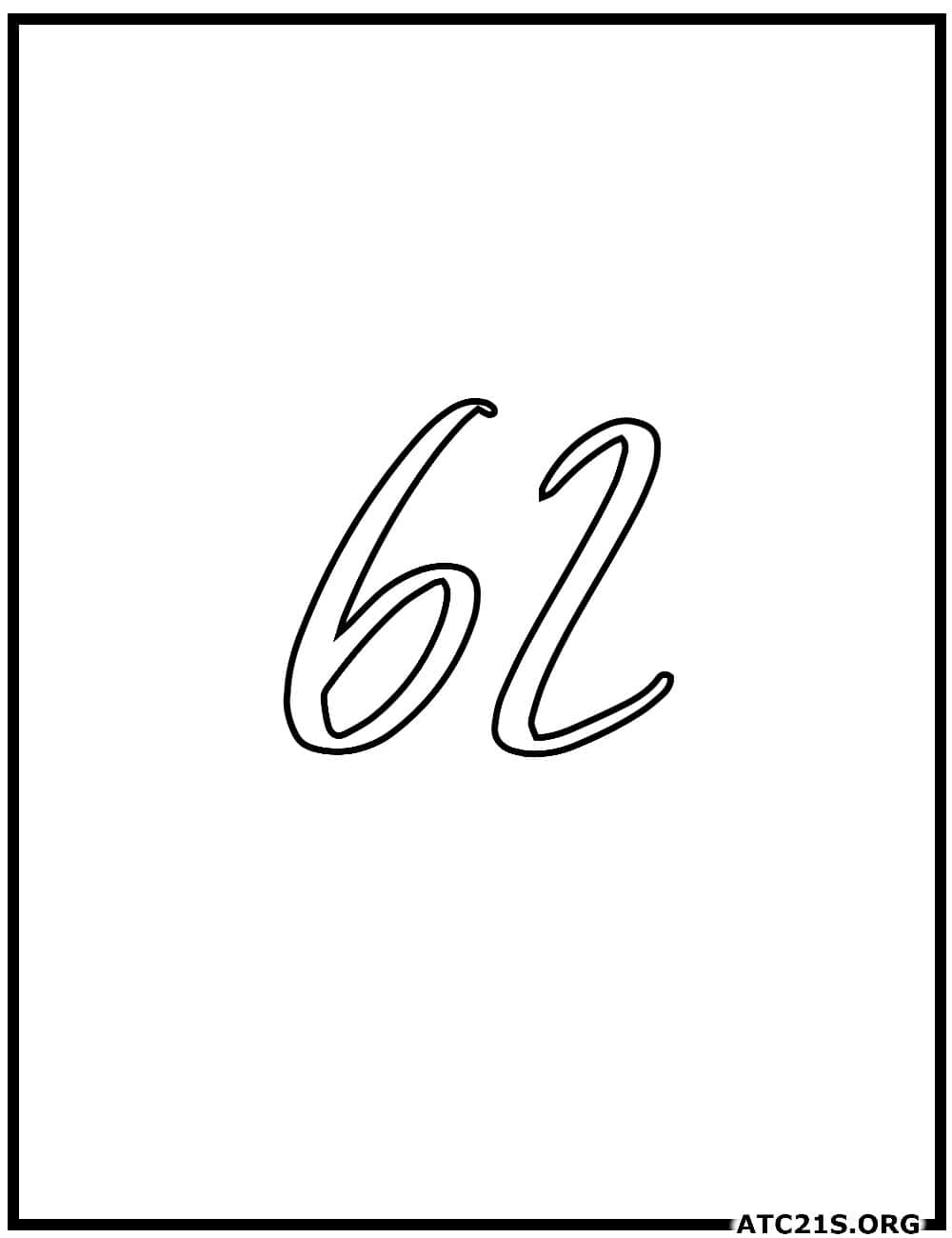 number_62_calligraphy_coloring_page