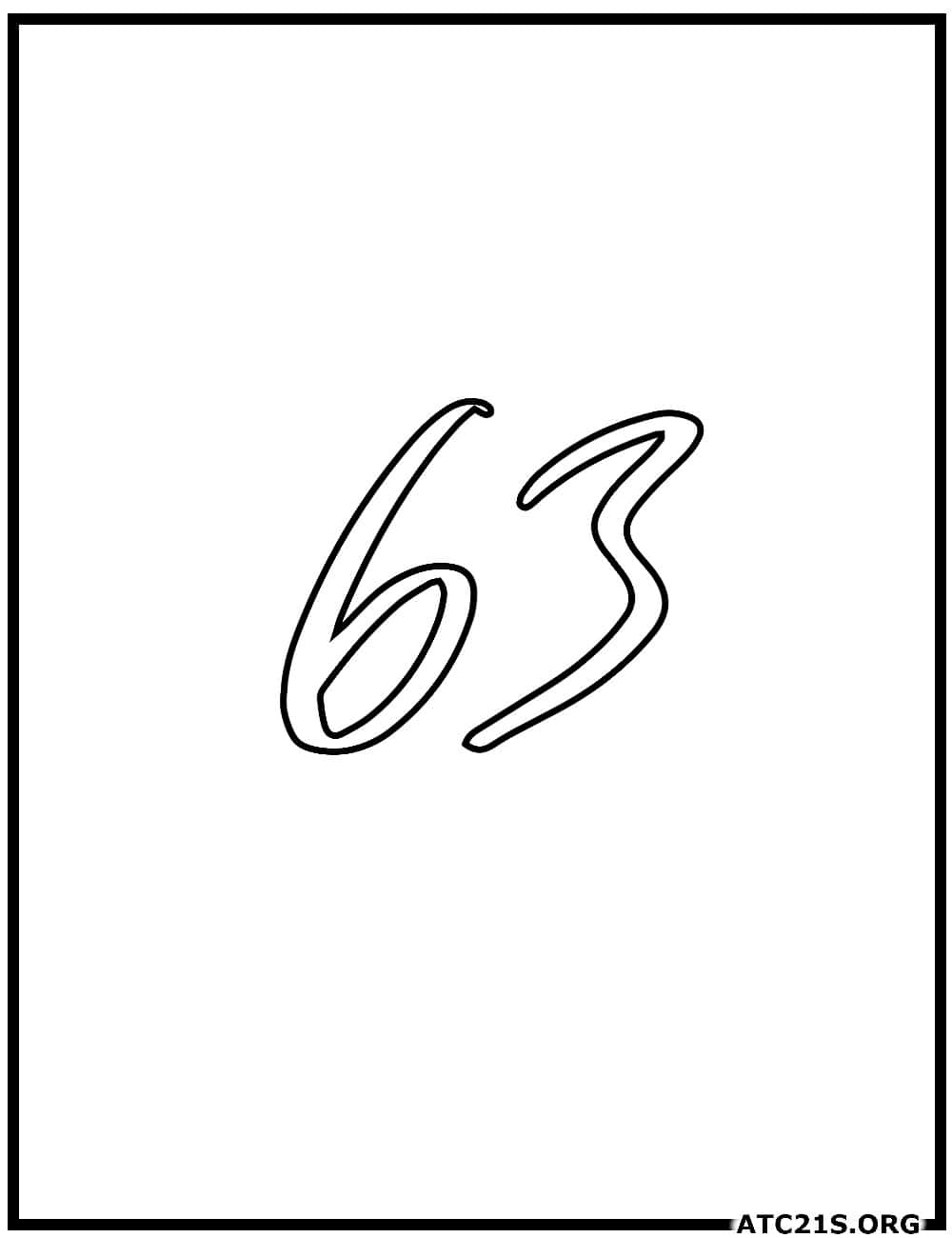 number_63_calligraphy_coloring_page
