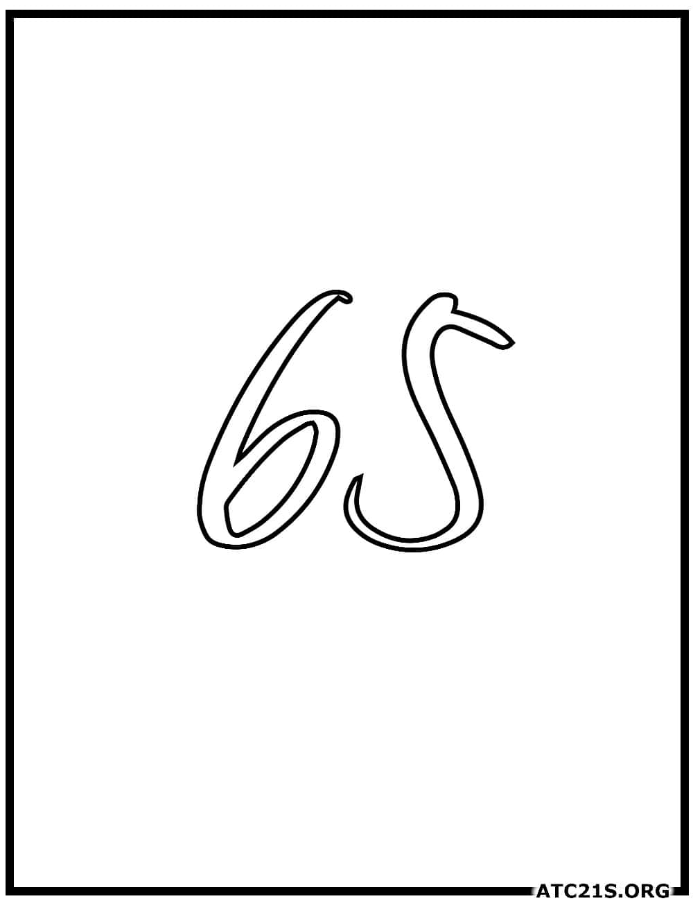 number_65_calligraphy_coloring_page