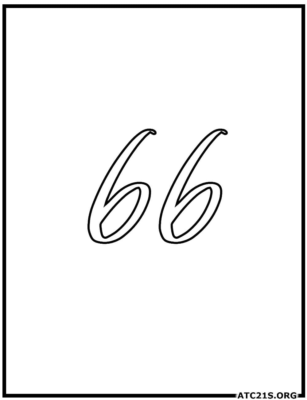 number_66_calligraphy_coloring_page