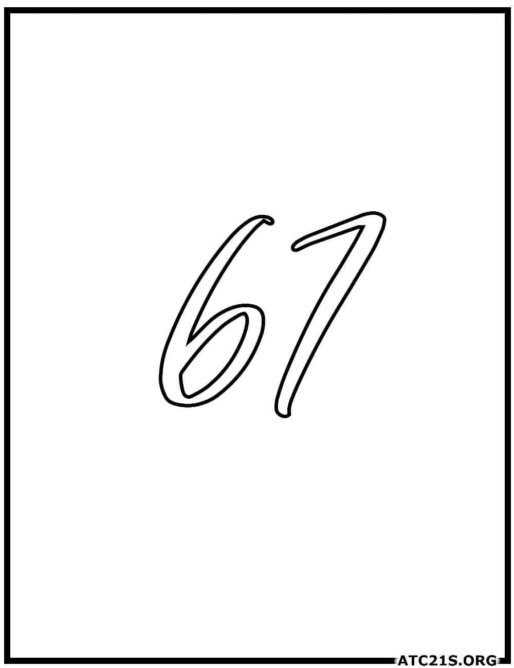 number_67_calligraphy_coloring_page