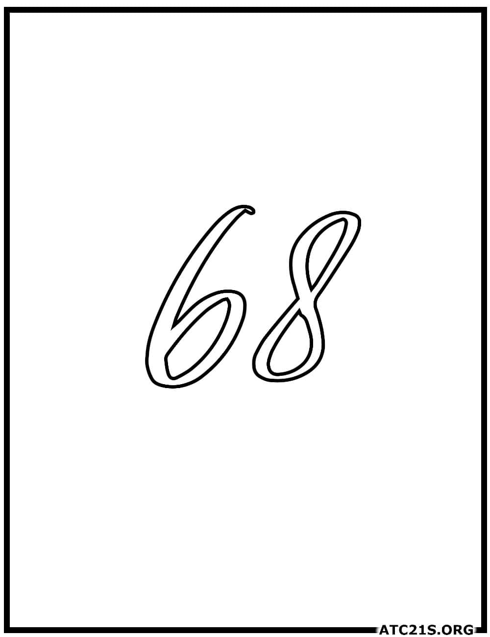 number_68_calligraphy_coloring_page