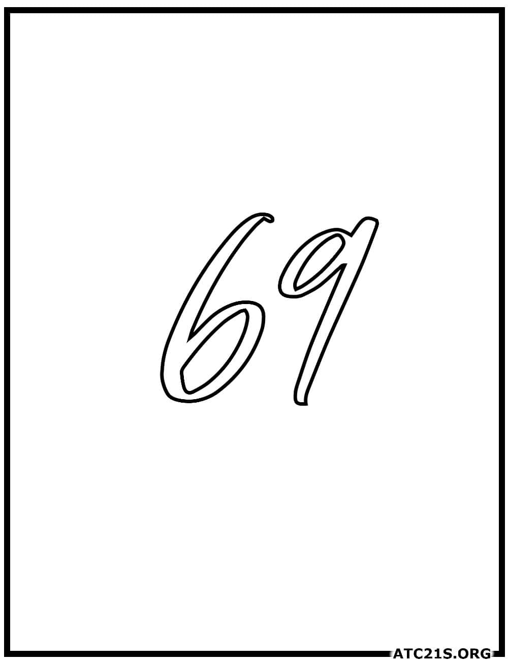 number_69_calligraphy_coloring_page