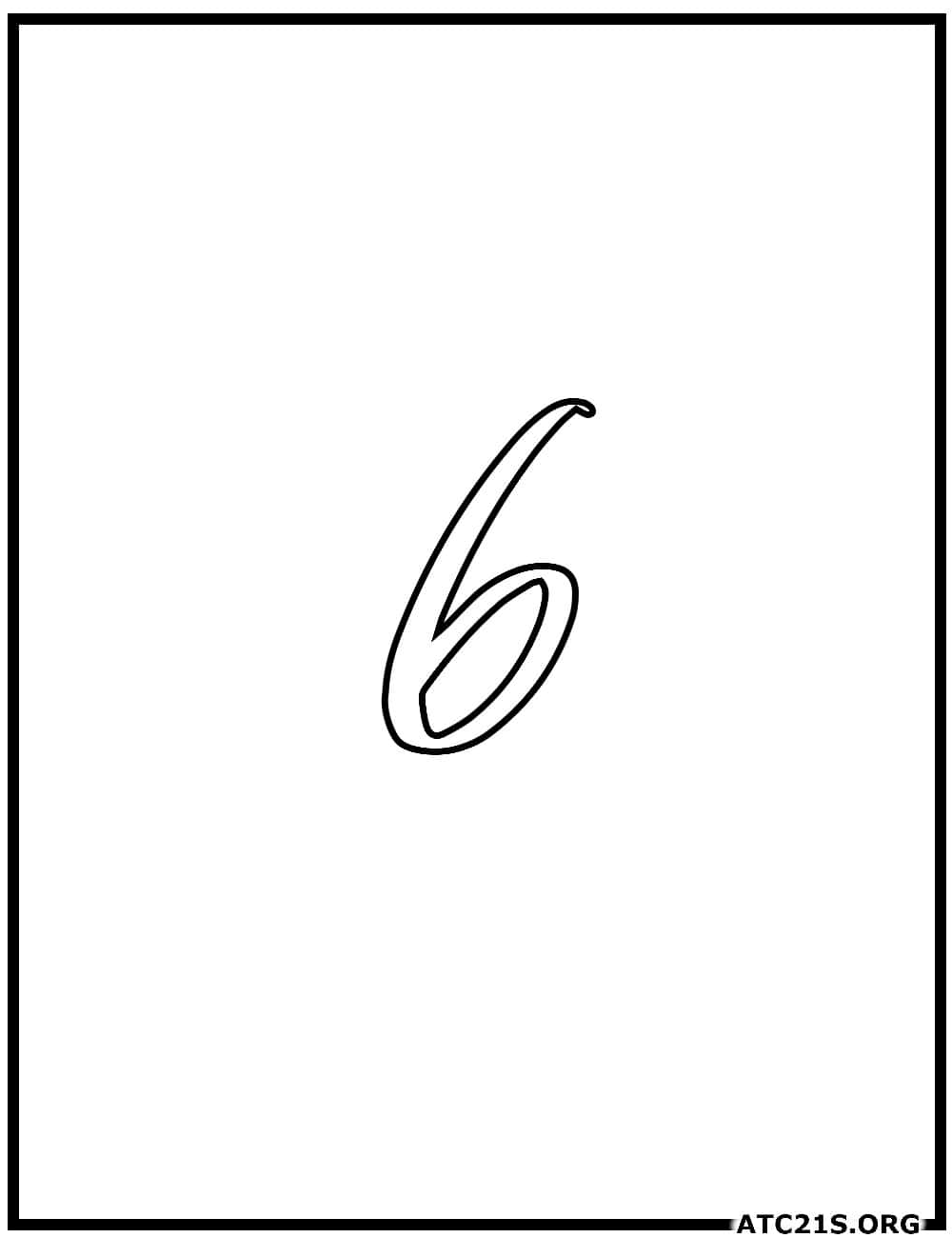 number_6_calligraphy_coloring_page