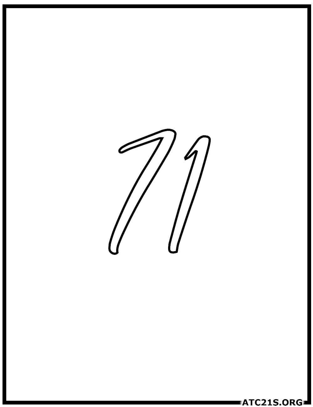 number_71_calligraphy_coloring_page
