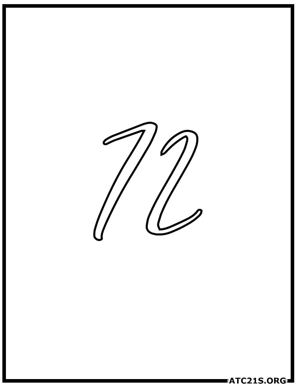 number_72_calligraphy_coloring_page