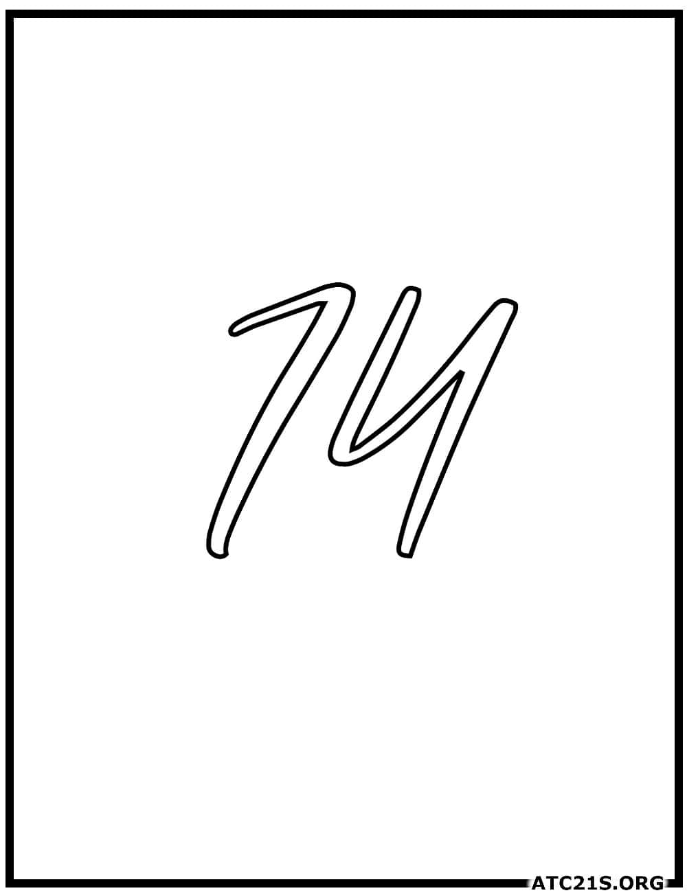 number_74_calligraphy_coloring_page