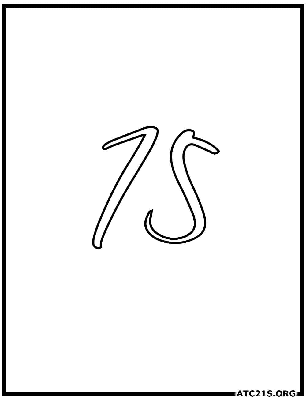 number_75_calligraphy_coloring_page
