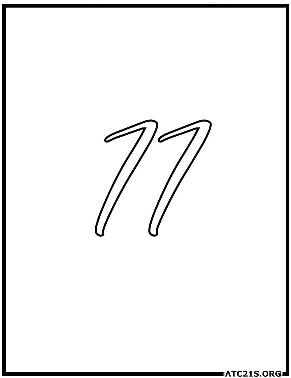 number_77_calligraphy_coloring_page
