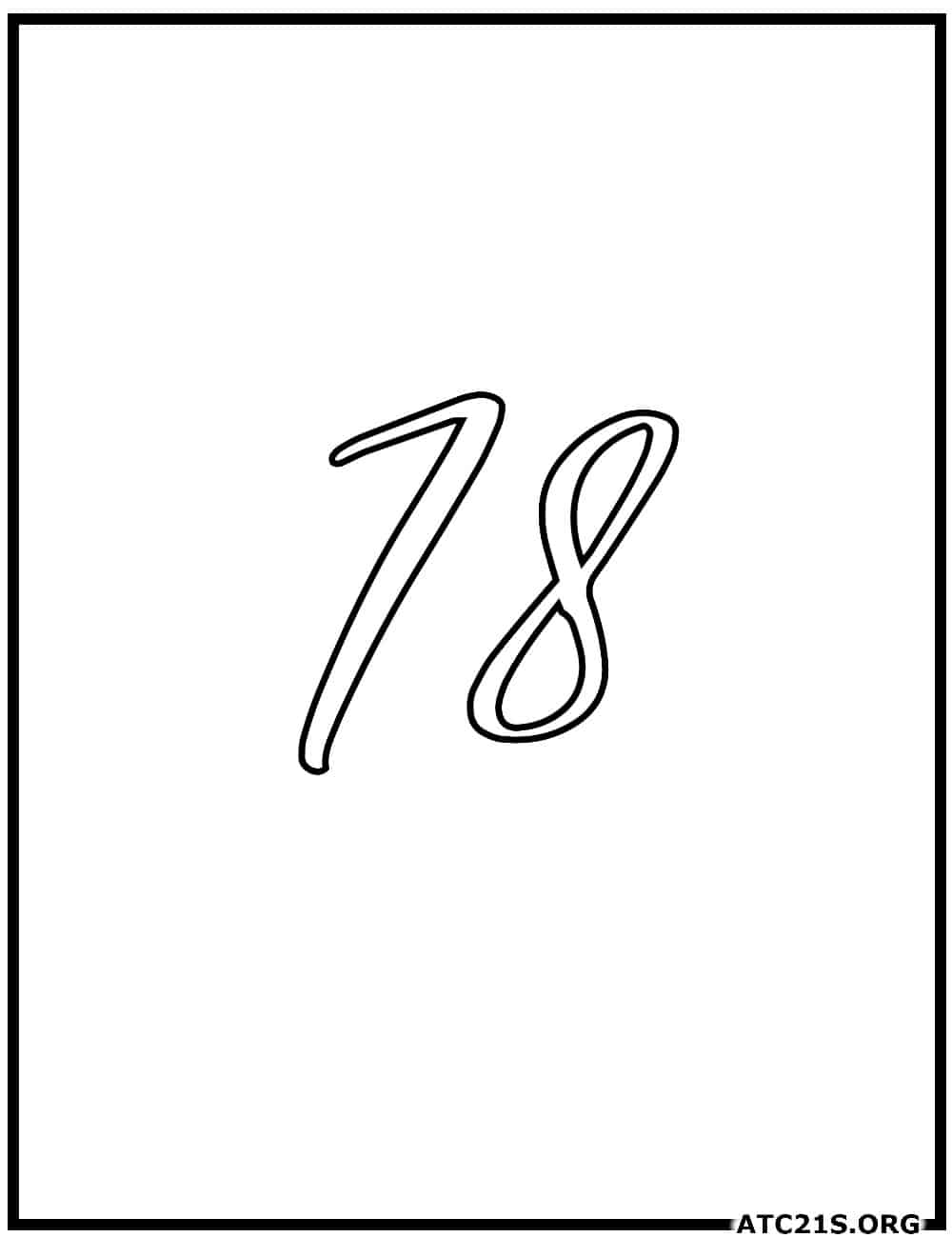 number_78_calligraphy_coloring_page