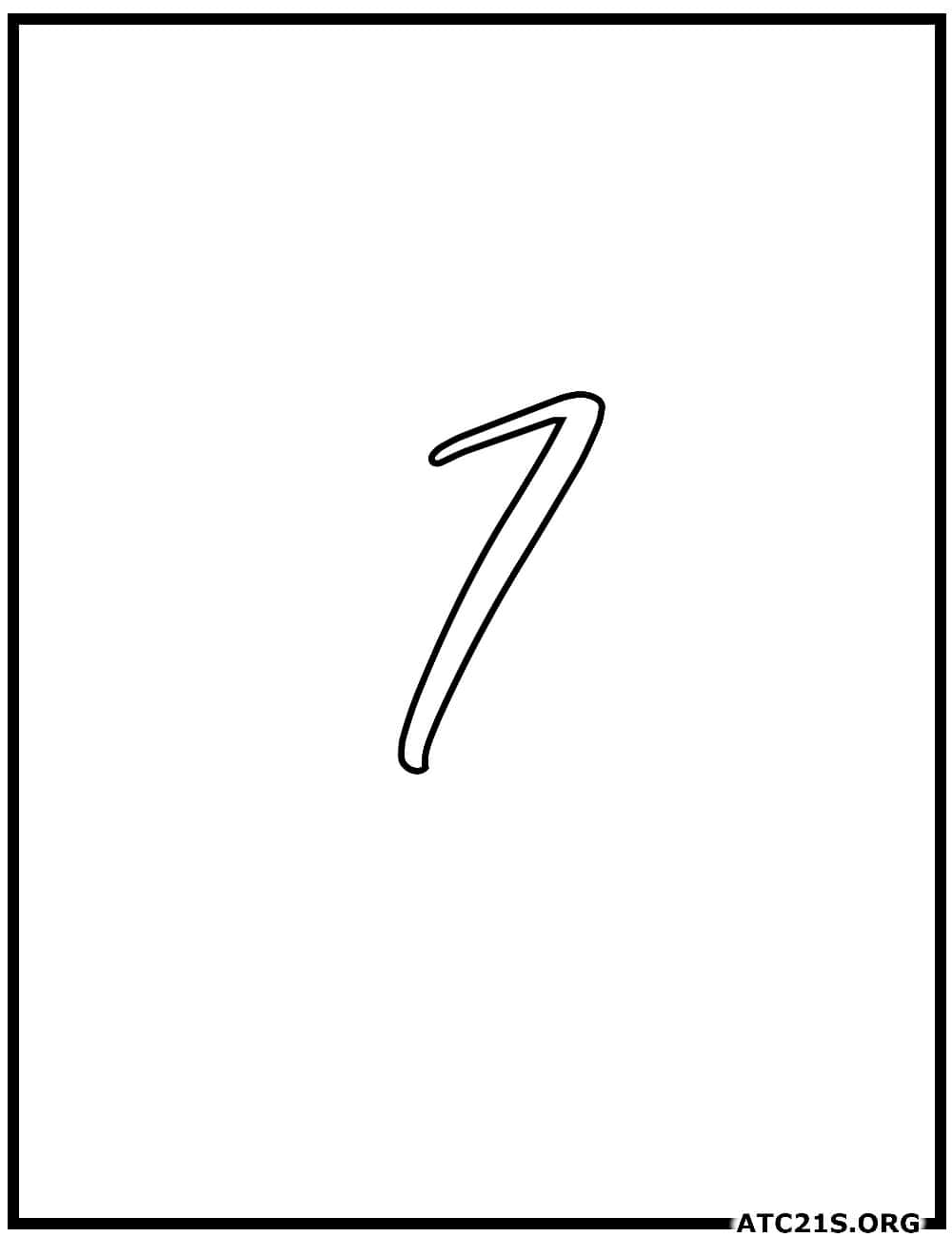 number_7_calligraphy_coloring_page