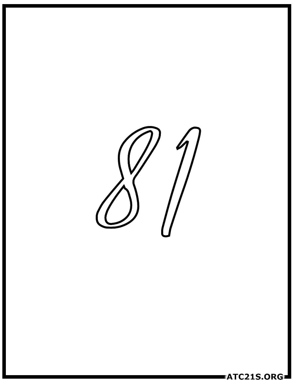 number_81_calligraphy_coloring_page