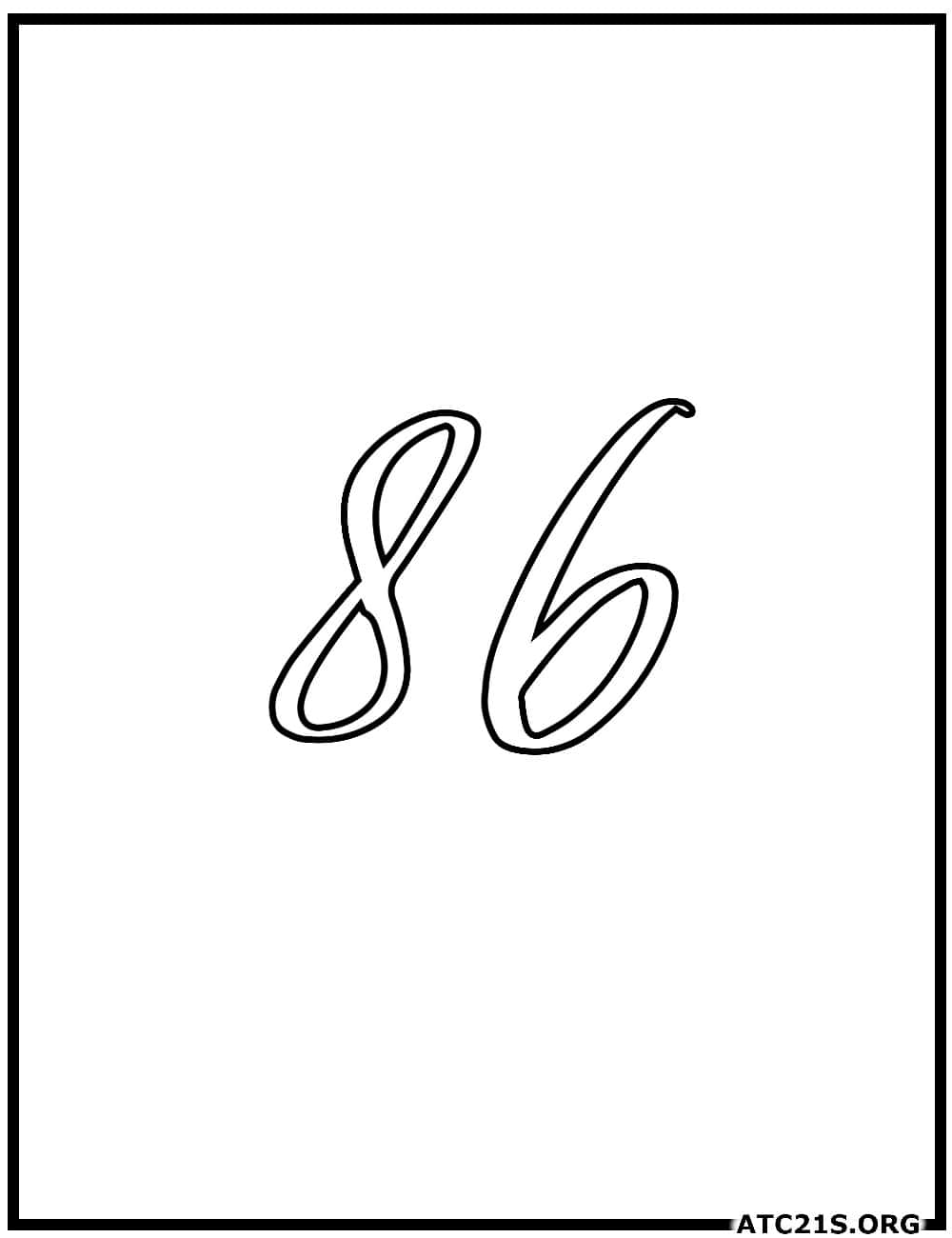 number_86_calligraphy_coloring_page