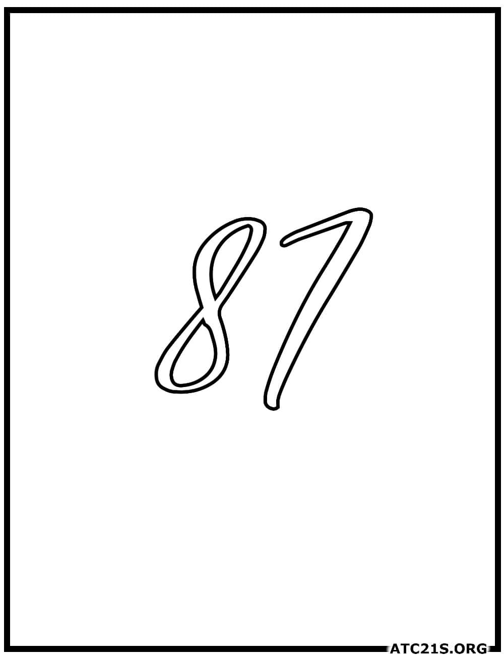 number_87_calligraphy_coloring_page