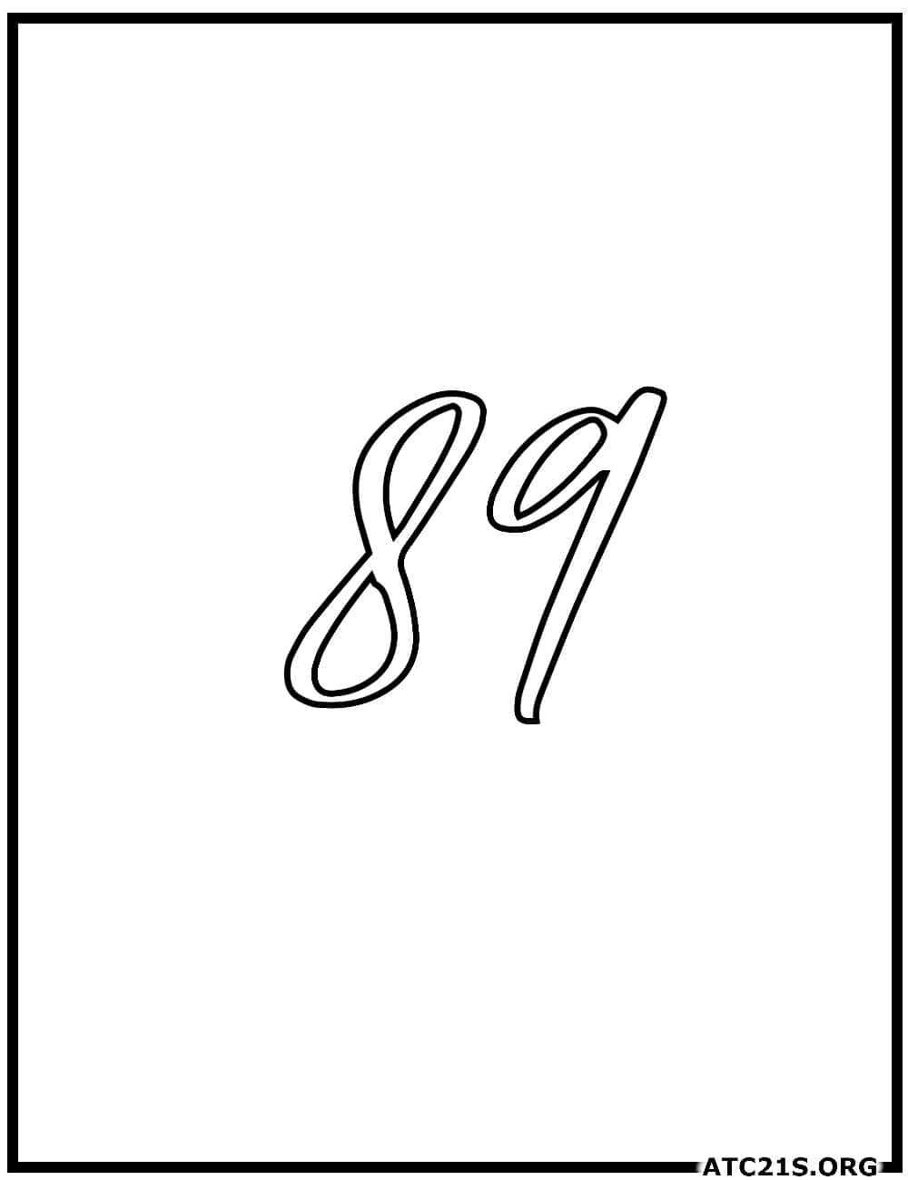number_89_calligraphy_coloring_page