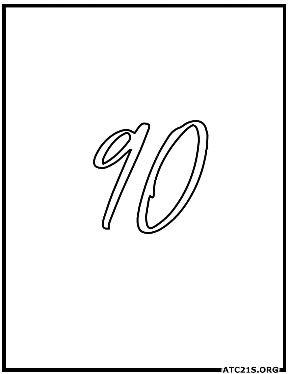 number_90_calligraphy_coloring_page