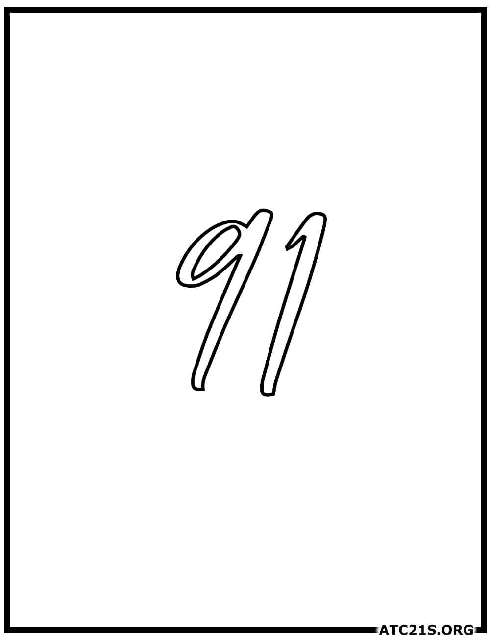 number_91_calligraphy_coloring_page