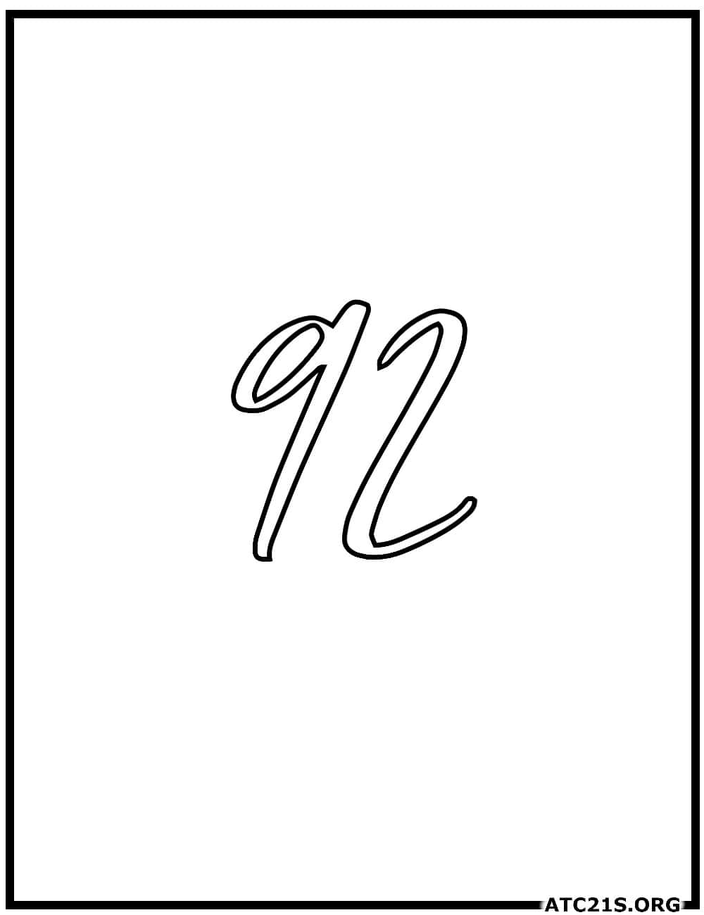 number_92_calligraphy_coloring_page