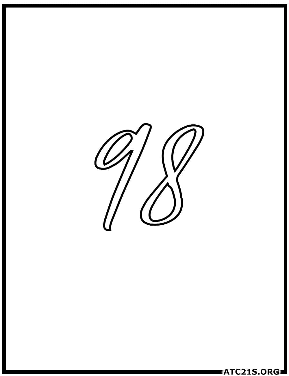 number_98_calligraphy_coloring_page